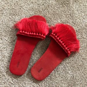 SCHUTZ vintage red fringe sandals size 6.5